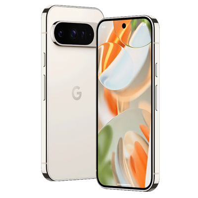 Vista frontal y posterior del Google Pixel 9 Pro XL blanco
