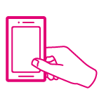 Ícono de una mano sosteniendo un teléfono